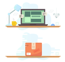 Illustration of a Computer and a package